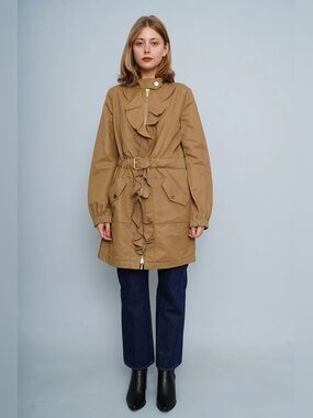 Tory Burch - Warren Anorak Ruffled Jacket with hood and belt. Size 4.